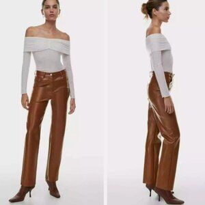 Aritzia Wilfred Women Size 4 Brown Soft Vegan Leather High Waisted Pants